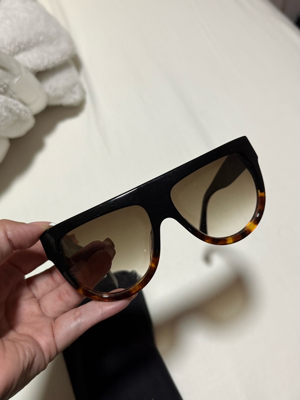 Celine Black and Tortoiseshell Oversized Shield Sunglasses